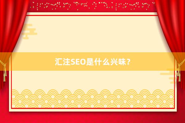 汇注SEO是什么兴味？
